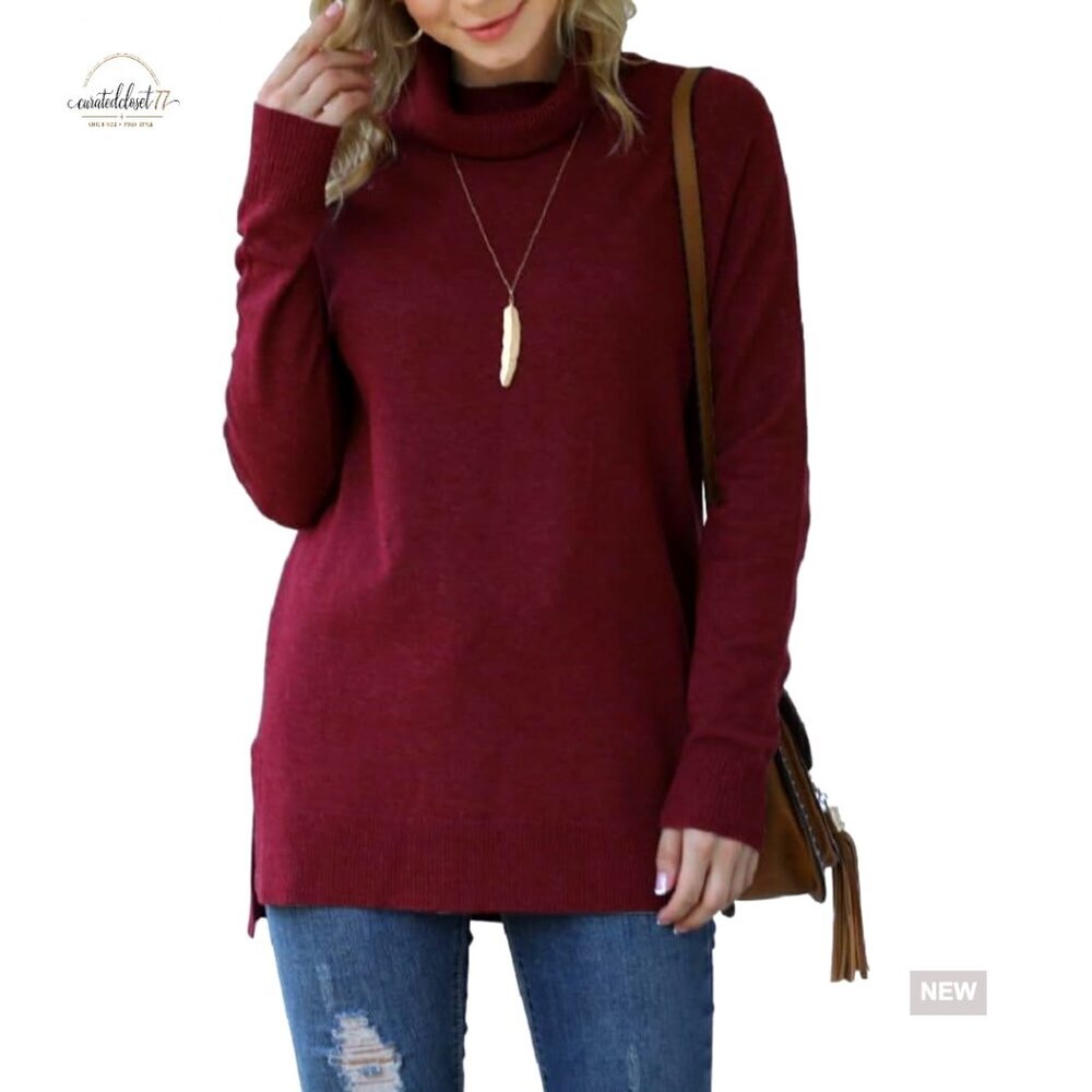 Turtleneck Pullover Sweater Long Sleeve Viscose Blend Casual Wear